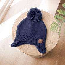 Load image into Gallery viewer, Muff Knitted Beanie (Navy)

