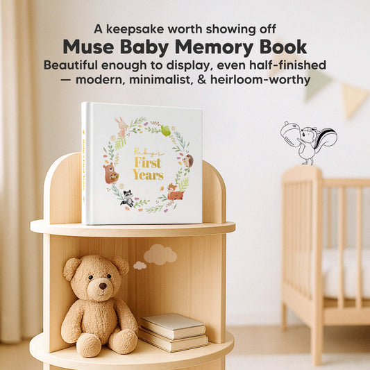 A Keepsake Worth Displaying: Muse Baby Memory Book

Beautiful enough to display, even half-finished - Minimalist, heirloom-worthy design.
-on-hover