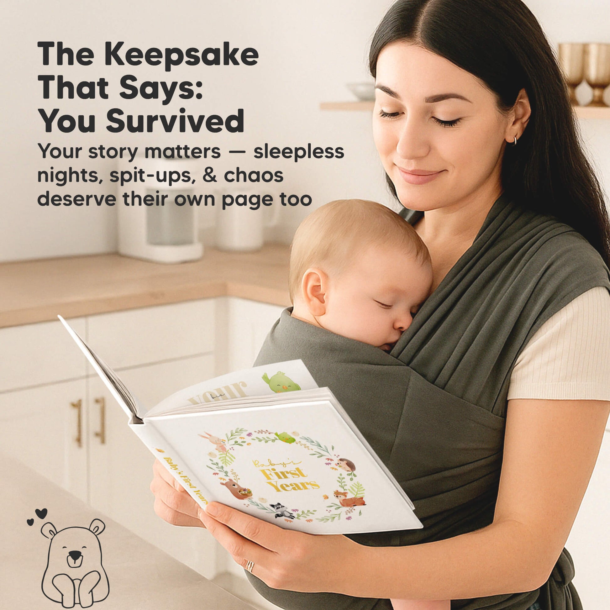 The Keepsake That Says: You Survived
Your story matters — sleepless nights, spit-ups, & chaos deserve their own page too 30514240782522