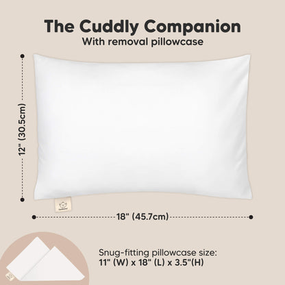 The Cuddly Companion With removal pillowcase, 12" (30.5cm) x18" (45.7cm)
Snug-fitting pillowcase size: 11" (W) x 18" (L) x 3.5" (H) 46726131024058
