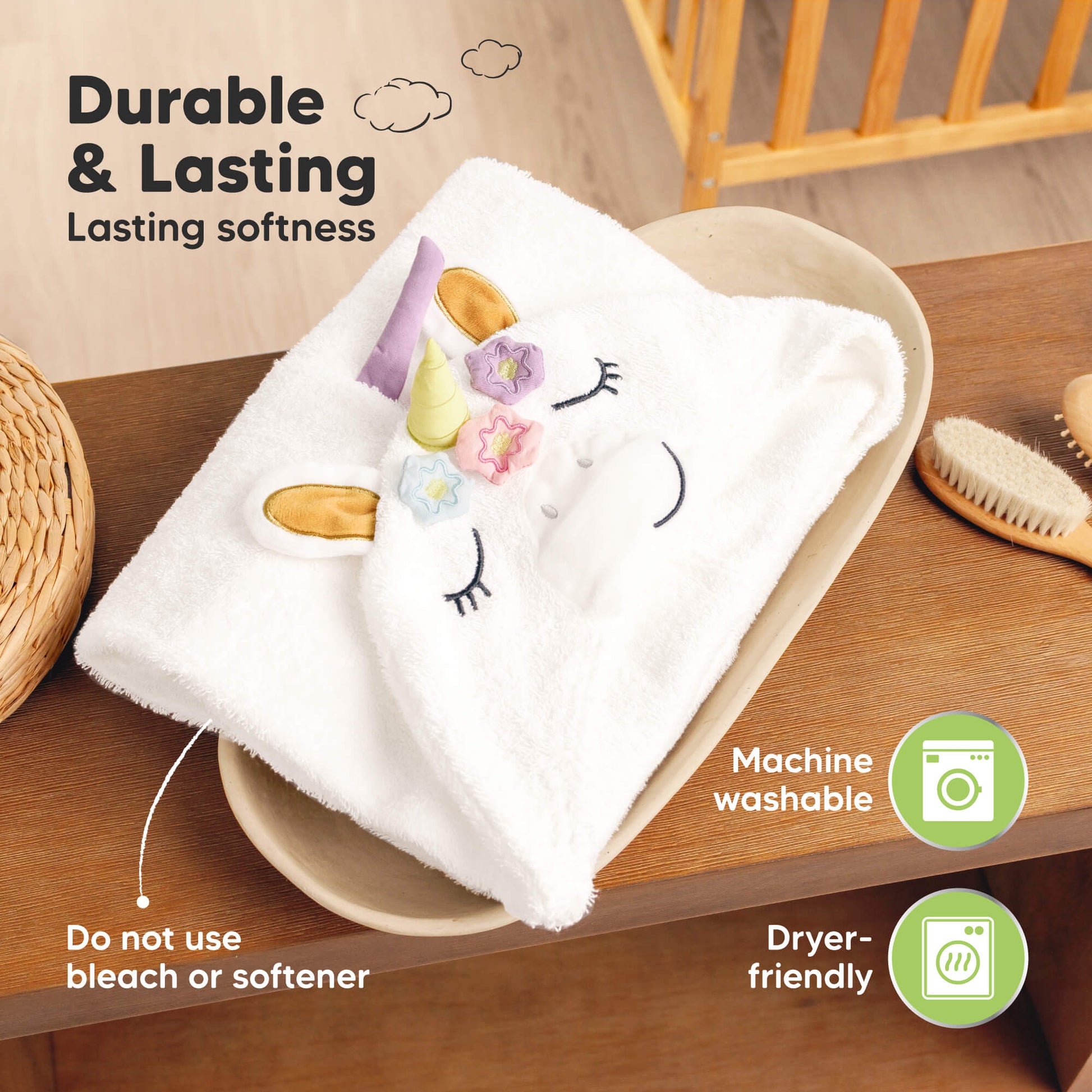 Durable & Lasting
Lasting softness

Machine washable
Dryer-friendly
Do not use bleach or softener
 28066182070458
