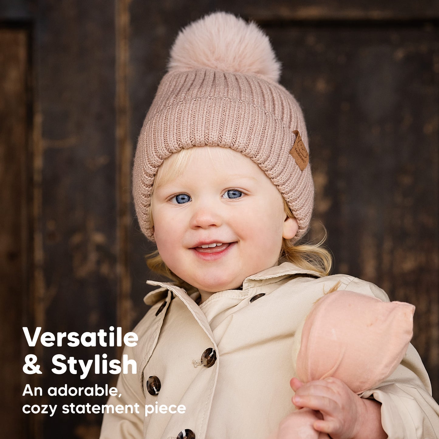 Versatile and stylish knit beanie that adds an adorable cozy touch to any outfit.
 28310701736122