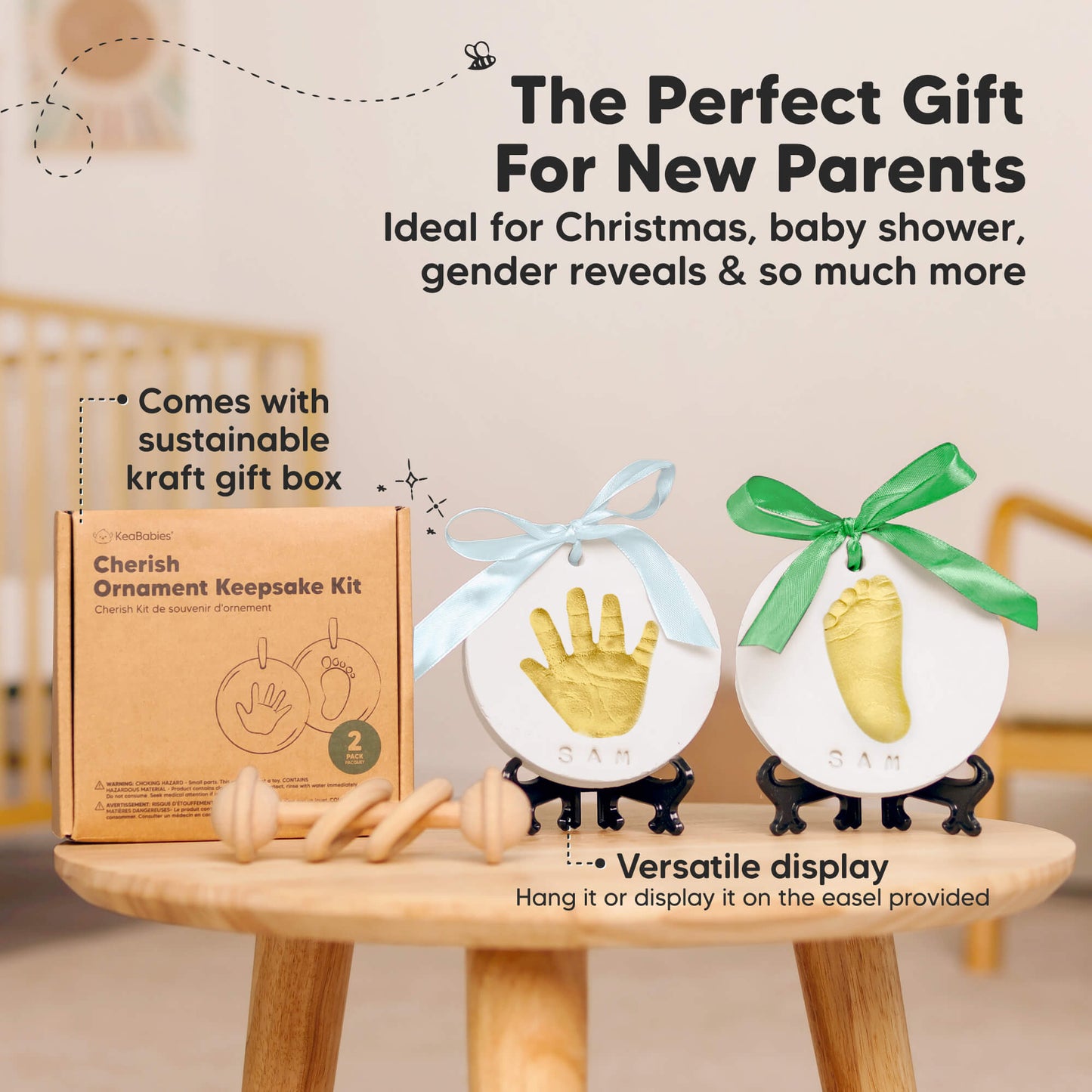 The Perfect Gift For New Parents, Ideal for Christmas, baby shower, gender reveals & so much more, Comes with sustainable kraft gift box, Versatile display. 30514376016058