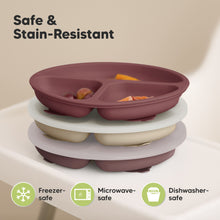 Load image into Gallery viewer, 3-Pack Prep Silicone Suction Plates with Lids (Burgundy)
