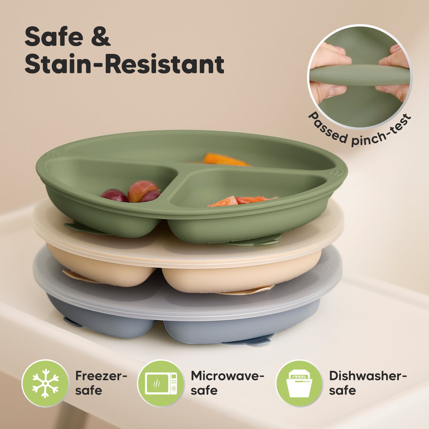 Safe & Stain-Resistant, freezer-safe, microwave-safe, dishwasher-safe.
 26881903689914