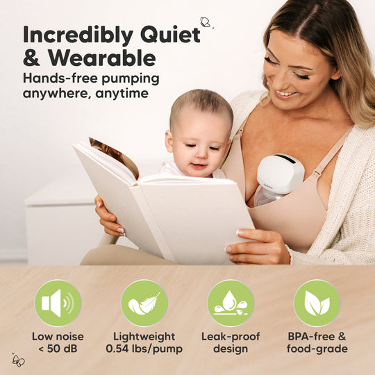 Wearable Quiet Breast Pump - Includes Accessories + Postpartum Belt