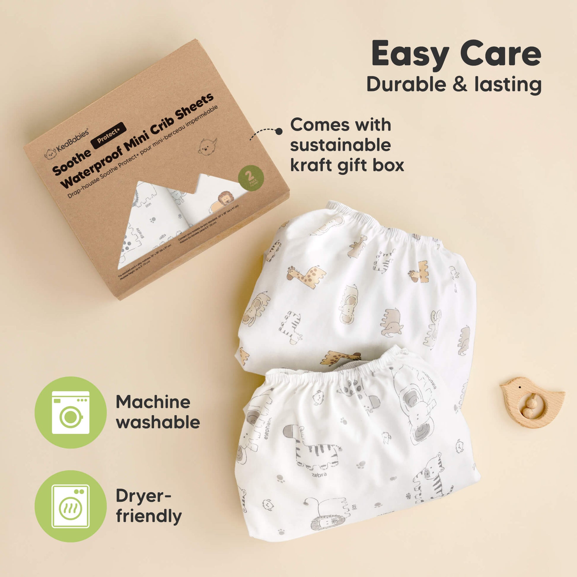 Easy Care, Durable and lasting, Machine washable, Dryer-friendly, Comes with sustainable kraft gift box 
 30111038439610