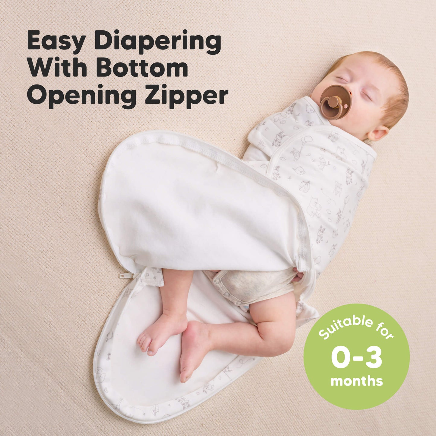 Easy Diapering With Bottom Opening Zipper, Suitable for 0–3 months 32130178252986