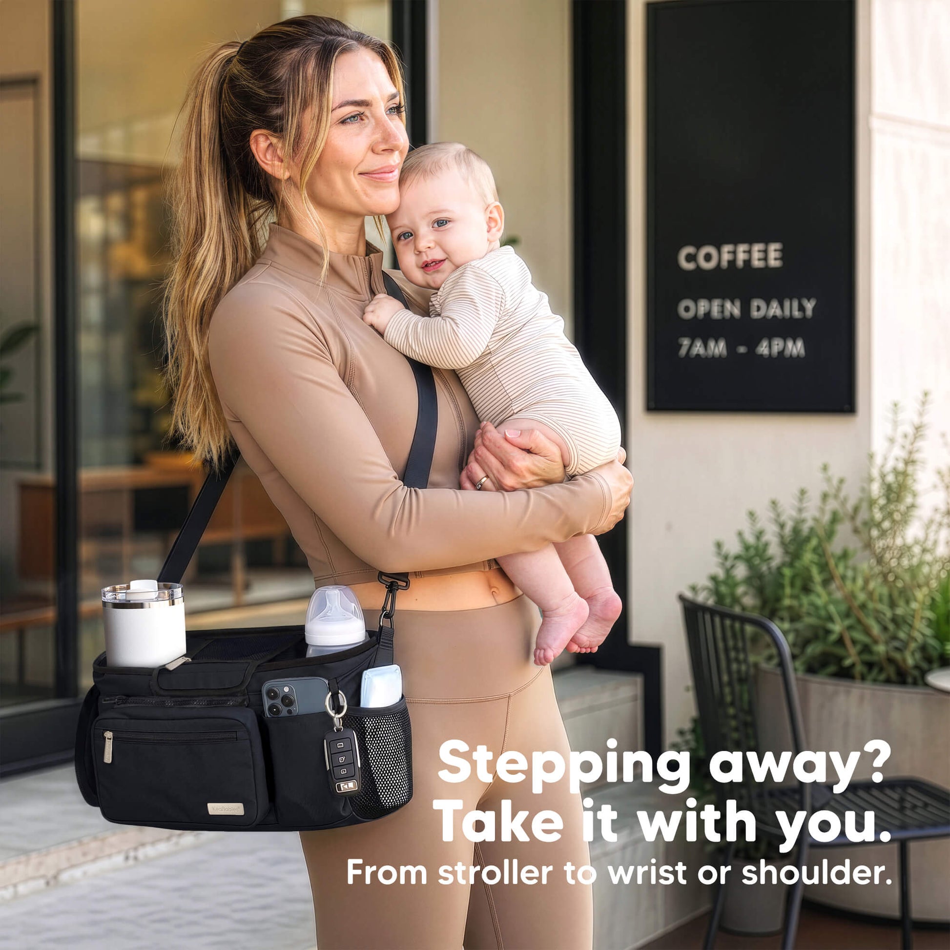 Stepping away? Take it with you. - From stroller to wrist or shoulder. 33058574926010