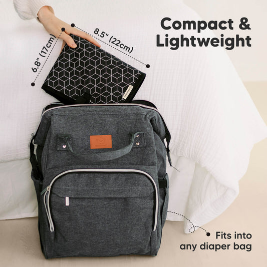 Compact & Lightweight, folds easily to fit into any diaper bag for on-the-go use. 6.8" (17cm) x 8.5" (22cm)-on-hover