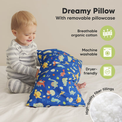The dreamy pillow features a removable breathable organic cotton cover, high-quality fiber filling, and is machine washable and dryer-friendly for easy care.
 27542757966010