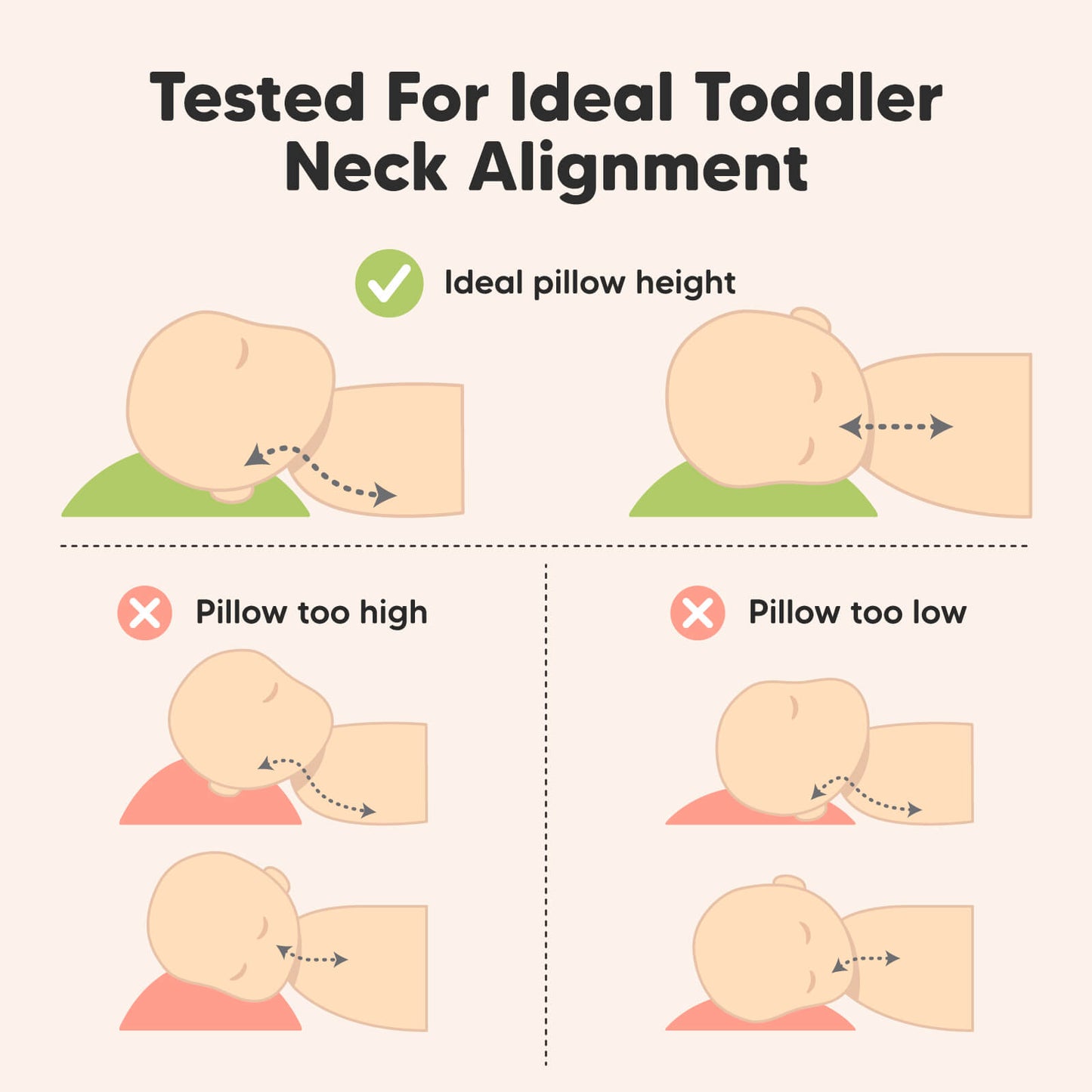Tested for ideal toddler neck alignment with a balanced height that is neither too high nor too low.
 27542826844346