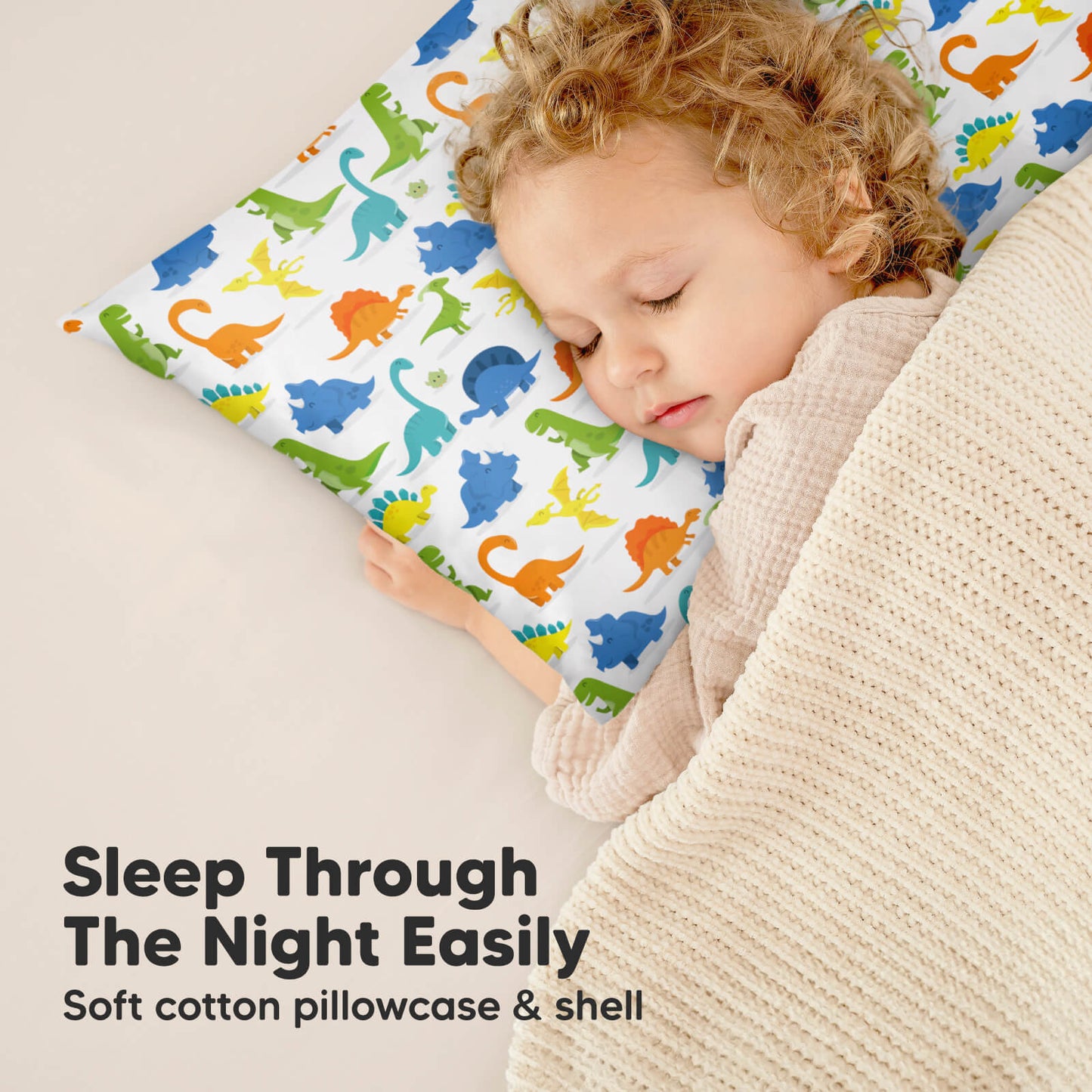 Soft cotton pillowcase and plush fiber filling help toddlers sleep through the night comfortably.
 27542826877114