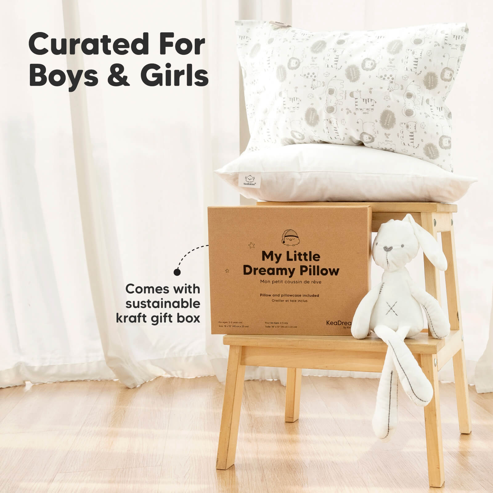 Curated for boys and girls with playful prints and packaged in a sustainable kraft gift box.
 27542826942650