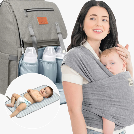 Baby Travel Set [Wrap Carrier + Diaper Bag+ Diaper Changing Pad]