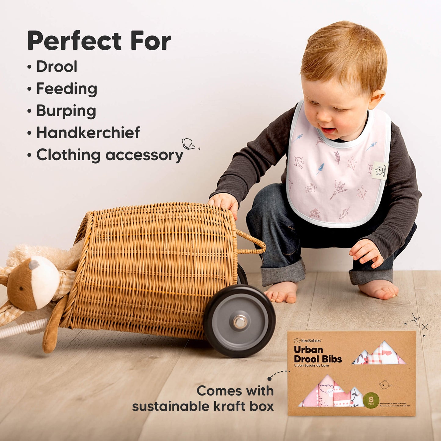 Perfect For Drool, Feeding, Burping, Handkerchief, Clothing accessory. 
Comes with sustainable kraft box 32594917195962