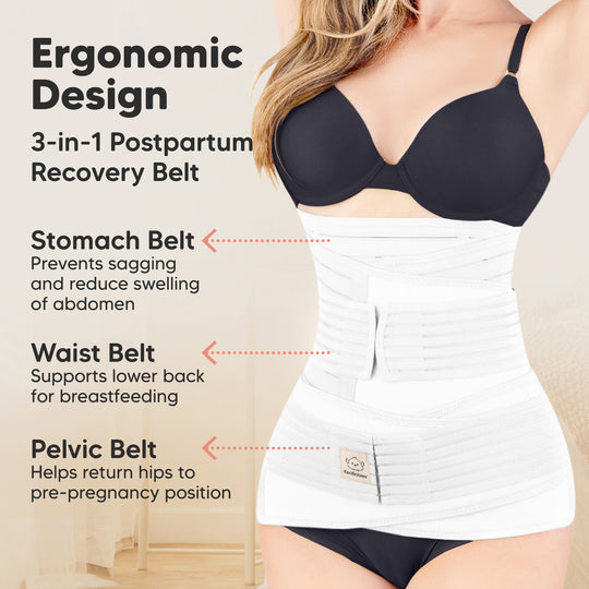 Revive 3-in-1 Postpartum Recovery Support Belt (Matte White)