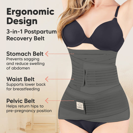 Revive 3-in-1 Postpartum Recovery Support Belt (Mystic Gray)