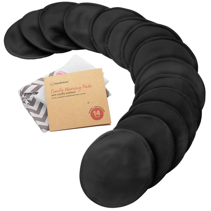 14-Pack Reusable Comfy Nursing Pads Set featuring soft, washable bamboo pads with a sustainable kraft box.