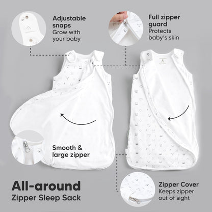 All-Around Zipper Sleep Sack, smooth full-length zipper with zipper guard for baby’s safety and comfort. 24604039512250
