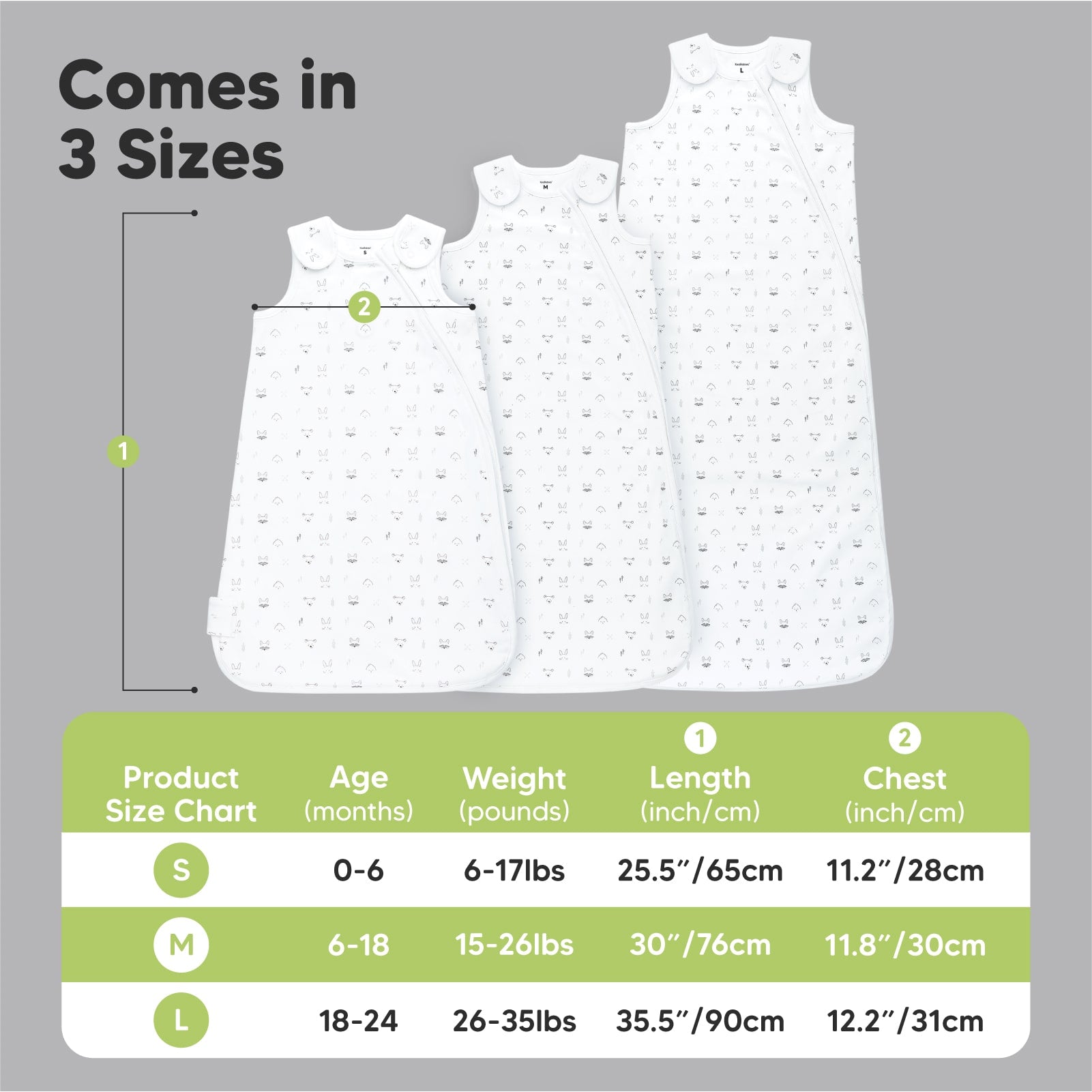 Comes in 3 Sizes:
Small (0–6 months) – 6–17 lbs, 25.5" / 65cm length
Medium (6–18 months) – 15–26 lbs, 30" / 76cm length
Large (18–24 months) – 26–35 lbs, 35.5" / 90cm length 24604039577786