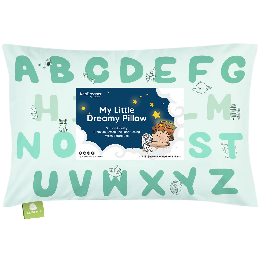 Toddler Pillow with Pillowcase (KeaABC Mint)