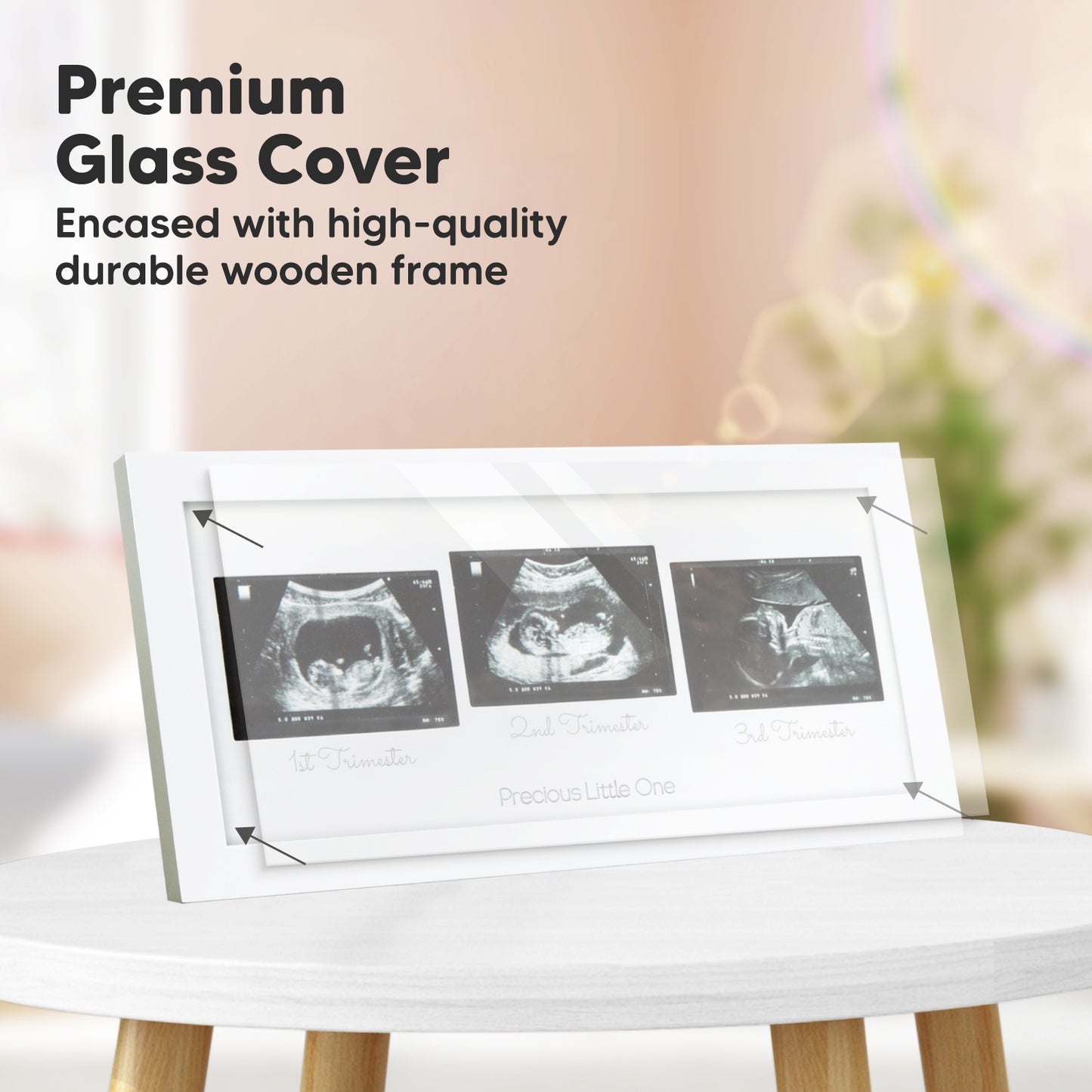 Premium Glass Cover, encased in a durable wooden frame for long-lasting protection. 23212287951034