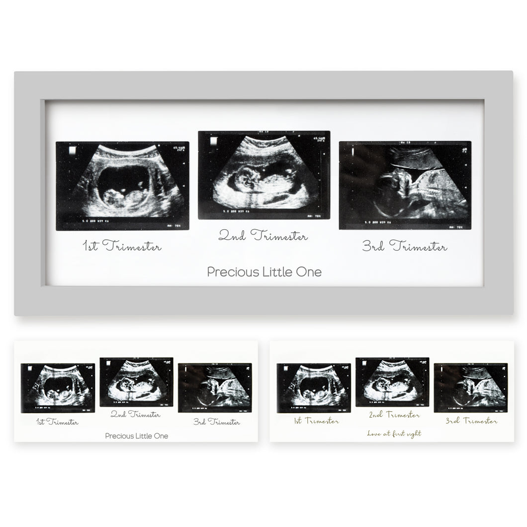 Trio Baby Sonogram Frame (Cloud Gray)