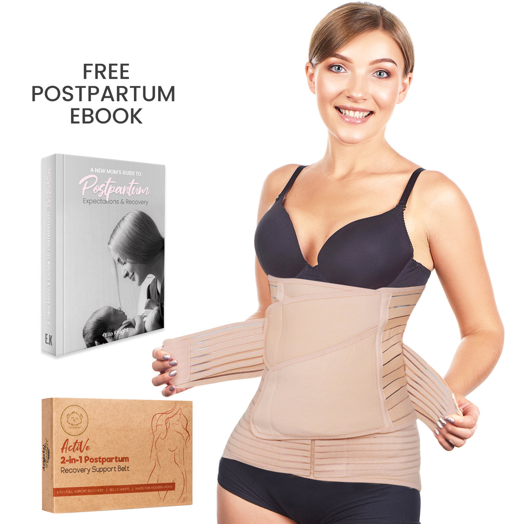 Active 2-in-1 Postpartum Recovery Support Belt (Classic Ivory, One Size)